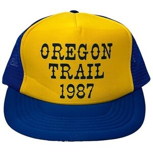 Vintage Oregon Trail 1987 Yellow and Blue Adjustable Trucker Hat